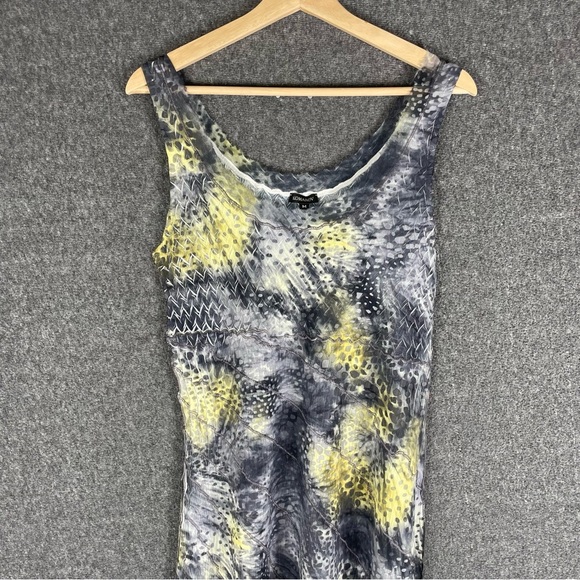 Komarov Abstract Print Midi Dress Smoky Boho Edgy Grunge Asymmetrical Artsy M - Picture 3 of 12